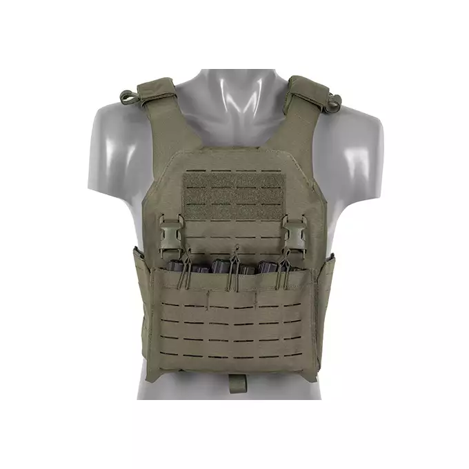 QRF Plate Carrier Laser-Cut Buckle Up with AR15/AK Magazine Pouch - Ranger Green [8FIELDS]