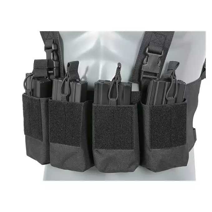 [Zestaw] Kamizelka Chest-rig Laser-Cut z ładownicami AR/AK - Czarna [8Fields] + Ładownica na radio Laser Cut - Czarna [8FIELDS] + Duża ładownica Laser-Cut ogólnego przeznaczenia - Black [8FIELDS]
