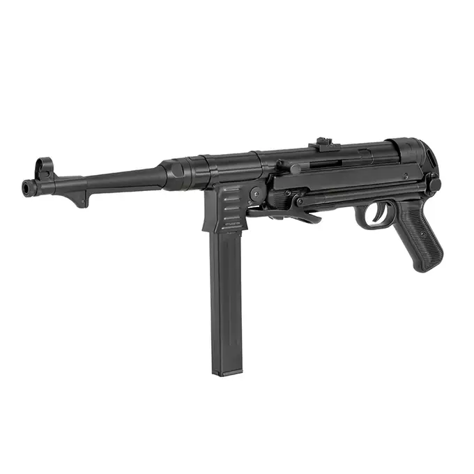 [Zestaw] Replika pistoletu maszynowego MP40 Full Metal AEG - Black [AGM] + Akumulator Li-Po 1100mAh 7,4V 20C [IPower] + Ładowarka V3+ do akumulatorów LiPo/LiFe [IPower]