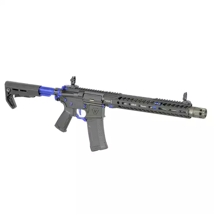 [Zestaw] Replika Karabinka Strike industries 13.5" Raiders Competition Carbine - Blue [EMG] + Ładowarka V3+ do akumulatorów LiPo/LiFe [IPower] + Akumulator Li-Po 1100mAh 11,1V 20C - Deans [IPower]