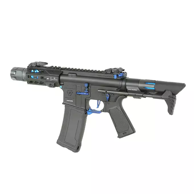 [Zestaw] Replika Karabinka Strike industries 4" Raiders Competition PDW, GEN-2 - Blue [EMG] + Ładowarka V3+ do akumulatorów LiPo/LiFe [IPower] + Akumulator Li-Po 1100mAh 11,1V 20C - Deans [IPower]