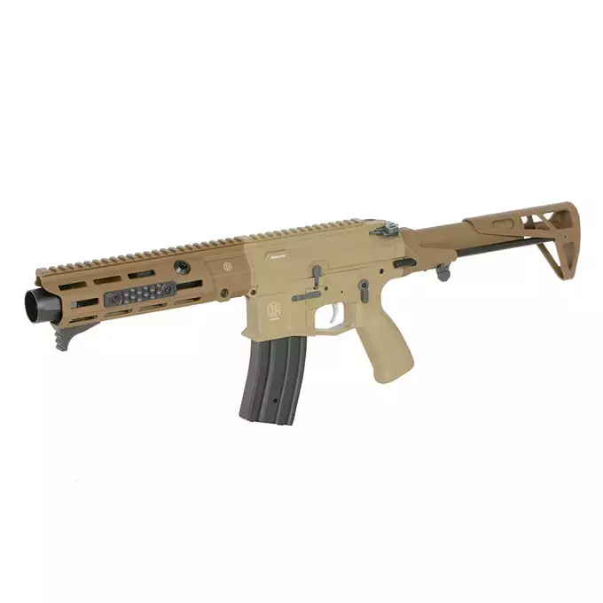 [Zestaw] M923G DEX556 5.56 - Tan [DE Airsoft] + Polimerowy magazynek STRIKE MAG 210 kulek do M4/AR15 - TAN [EMG]