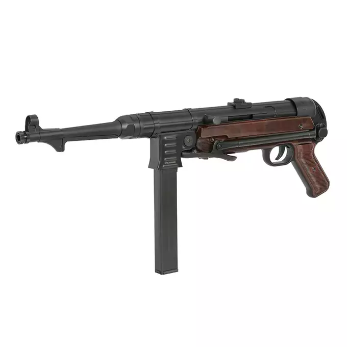 [Zestaw] Replika pistoletu maszynowego MP40 Full Metal AEG - Brown [AGM] + Akumulator Li-Po 1100mAh 7,4V 20C [IPower] + Ładowarka V3+ do akumulatorów LiPo/LiFe [IPower]