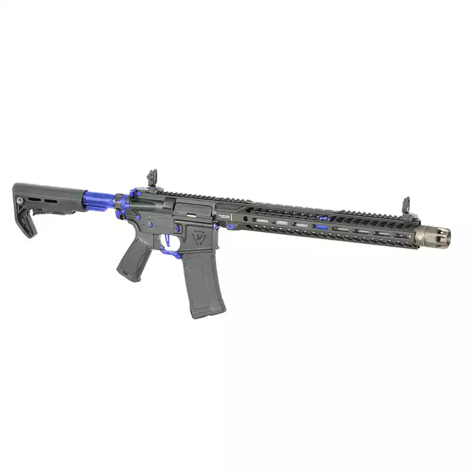 [Zestaw] Replika Karabinka Strike industries 15.5" Raiders Competition Carbine - Blue [EMG] + Ładowarka V3+ do akumulatorów LiPo/LiFe [IPower] + Akumulator Li-Po 1100mAh 11,1V 20C - Deans [IPower]