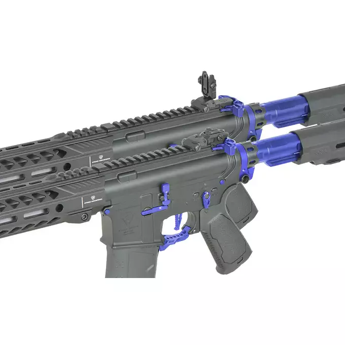 [Zestaw] Replika Karabinka Strike industries 13.5" Raiders Competition Carbine - Blue [EMG] + Ładowarka V3+ do akumulatorów LiPo/LiFe [IPower] + Akumulator Li-Po 1100mAh 11,1V 20C - Deans [IPower]