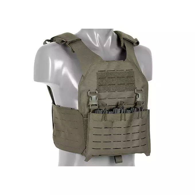 QRF Plate Carrier Laser-Cut Buckle Up with AR15/AK Magazine Pouch - Ranger Green [8FIELDS]