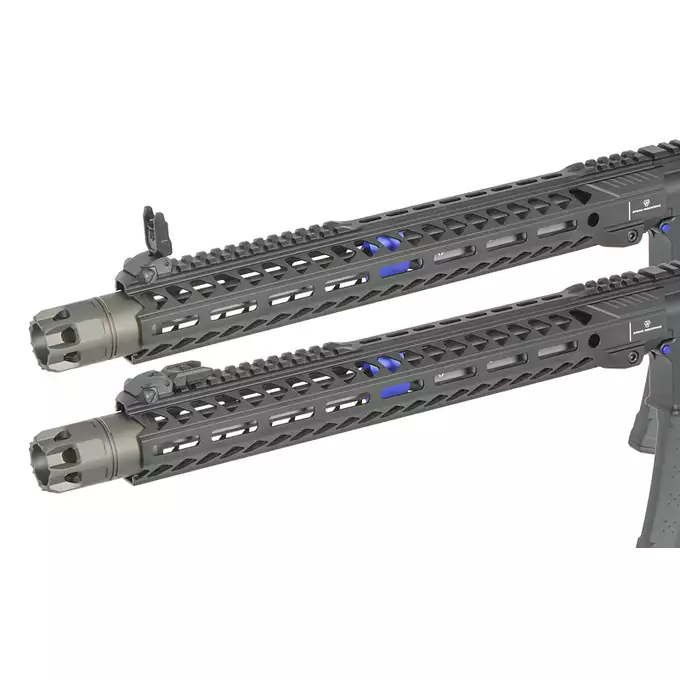 [Zestaw] Replika Karabinka Strike industries 15.5" Raiders Competition Carbine - Blue [EMG] + Ładowarka V3+ do akumulatorów LiPo/LiFe [IPower] + Akumulator Li-Po 1100mAh 11,1V 20C - Deans [IPower]
