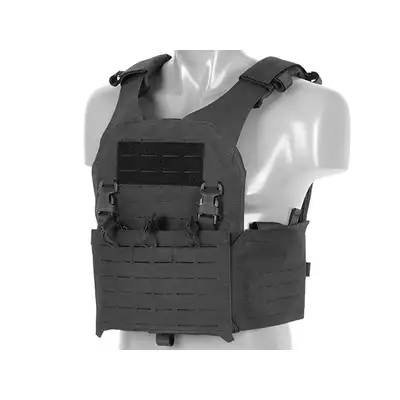 QRF Plate Carrier Laser-Cut Buckle Up with AR15/AK Magazine Pouch - Black [8FIELDS]