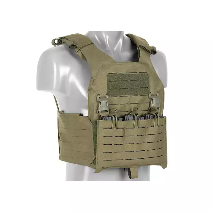 QRF Plate Carrier Laser-Cut Buckle Up with AR15/AK Magazine Pouch - Olive [8FIELDS]