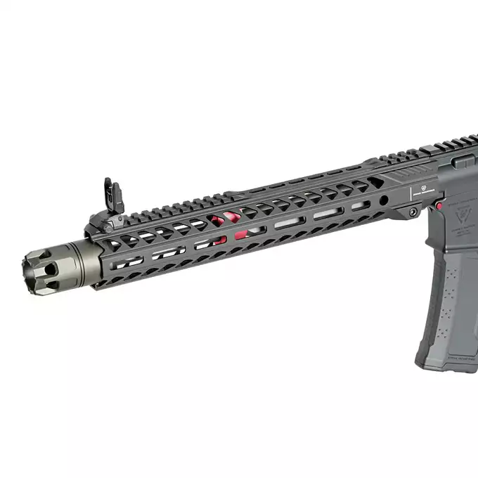 [Zestaw] Replika Karabinka Strike industries 13.5" Raiders Competition Carbine - Red [EMG] + Ładowarka V3+ do akumulatorów LiPo/LiFe [IPower] + Akumulator Li-Po 1100mAh 11,1V 20C - Deans [IPower]