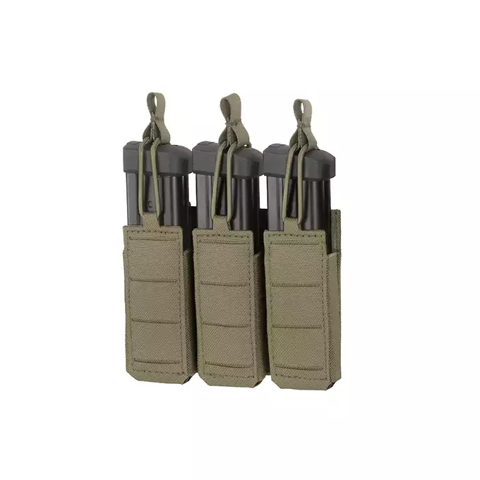 Triple Elastic Pistol Magazine Pouch Laser-Cut - Ranger Green [8Fields]