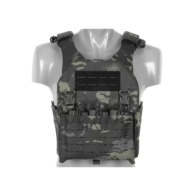 QRF Plate Carrier Laser-Cut Buckle Up with AR15/AK Magazine Pouch - Multicamo Black [8FIELDS]