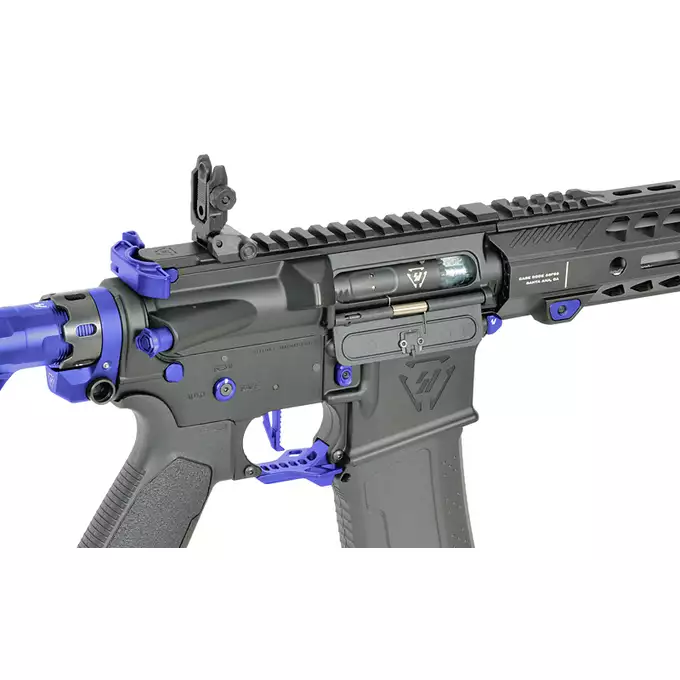 [Zestaw] Replika Karabinka Strike industries 15.5" Raiders Competition Carbine - Blue [EMG] + Ładowarka V3+ do akumulatorów LiPo/LiFe [IPower] + Akumulator Li-Po 1100mAh 11,1V 20C - Deans [IPower]