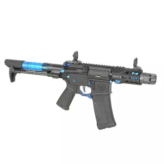 [Zestaw] Replika Karabinka Strike industries 4" Raiders Competition PDW, GEN-2 - Blue [EMG] + Ładowarka V3+ do akumulatorów LiPo/LiFe [IPower] + Akumulator Li-Po 1100mAh 11,1V 20C - Deans [IPower]