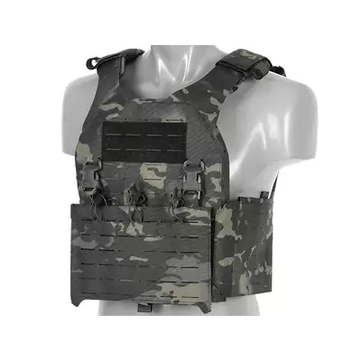 QRF Plate Carrier Laser-Cut Buckle Up with AR15/AK Magazine Pouch - Multicamo Black [8FIELDS]
