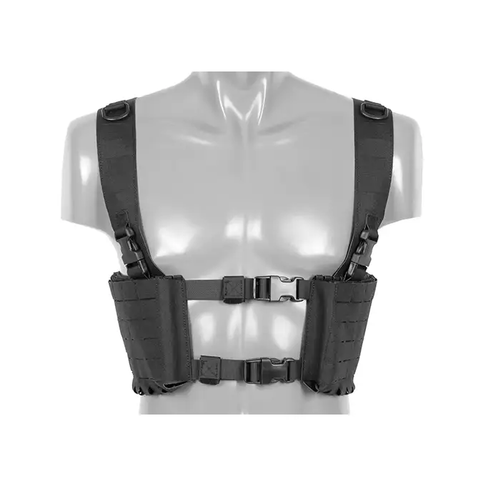 Chest Rig with Two Pouches for 6 AR / AK Magazines, Laser Cut - Black [8FIELDS]