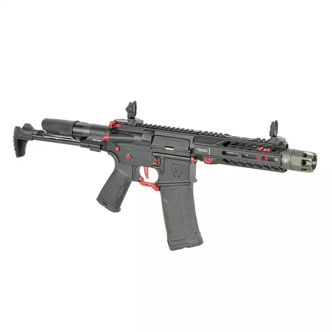 [Zestaw] Replika Karabinka Strike industries 7" Raiders Competition CQB - Red [EMG] + Ładowarka V3+ do akumulatorów LiPo/LiFe [IPower] + Akumulator Li-Po 1100mAh 11,1V 20C - Deans [IPower]