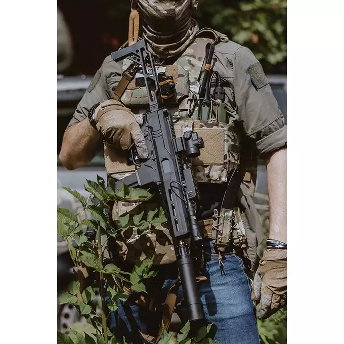 [Zestaw] Replika pistoletu maszynowego M924 DMP-9 ETU Wireless [DE] + Kolimator Frenzy-X 1x19x26 SM Multi-Reticle Red [Vector Optics]