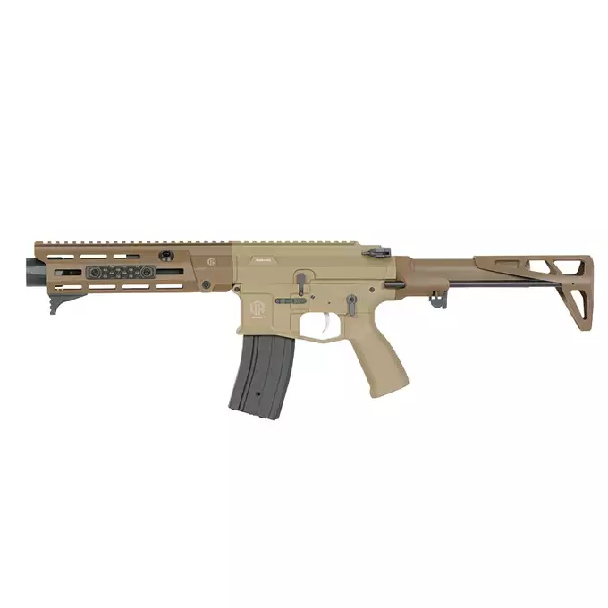 [Zestaw] M923G DEX556 5.56 - Tan [DE Airsoft] + Polimerowy magazynek STRIKE MAG 210 kulek do M4/AR15 - TAN [EMG]