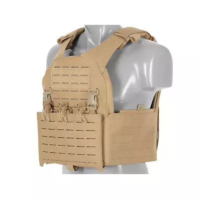 QRF Plate Carrier Laser-Cut Buckle Up with AR15/AK Magazine Pouch - Tan [8FIELDS]