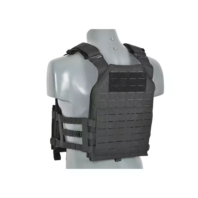 [Zestaw] Kamizelka Assault Plate Carrier Laser-Cut Buckle Up z ładownicą na magazynki AR/AK - Czarna [8Fields] + Duża ładownica Laser-Cut ogólnego przeznaczenia - Black [8FIELDS] + Panel Buckle Up Laser-Cut na 6 magazynków AR15/AK - Czarny [8Fields]