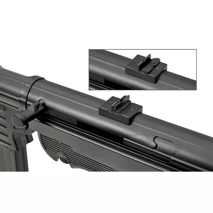[Zestaw] Replika pistoletu maszynowego MP40 Full Metal AEG - Black [AGM] + Akumulator Li-Po 1100mAh 7,4V 20C [IPower] + Ładowarka V3+ do akumulatorów LiPo/LiFe [IPower]