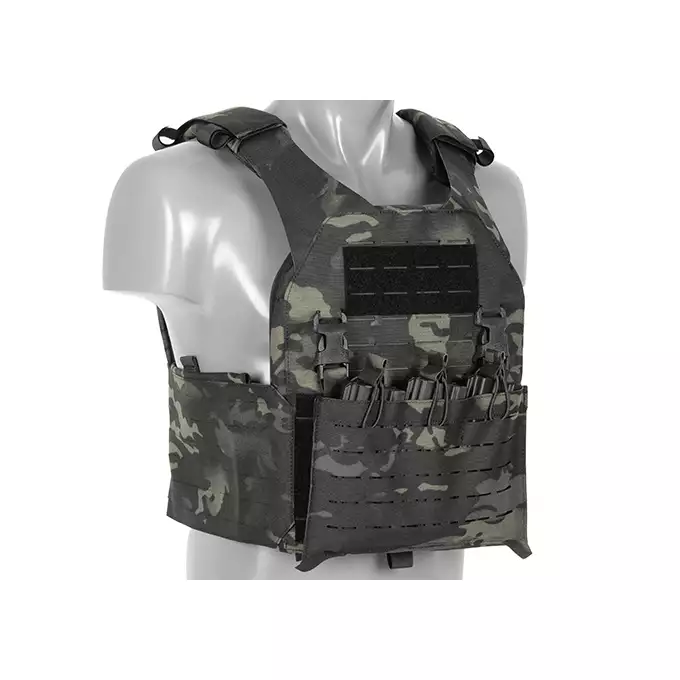 QRF Plate Carrier Laser-Cut Buckle Up with AR15/AK Magazine Pouch - Multicamo Black [8FIELDS]