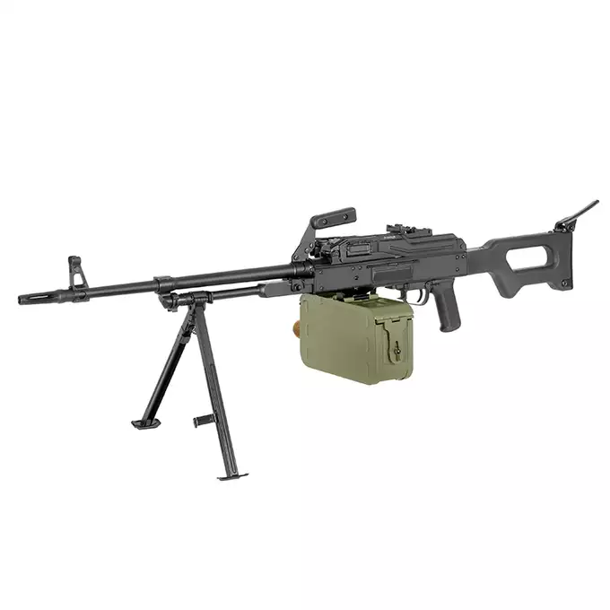 [Zestaw] Replika karabinu maszynowego PKM - polimerowa kolba [A&amp;K] + Akumulator Li-Po 3300mAh 7,4V 20C [IPower] + Kompaktowa ładowarka LIPO B3Pro