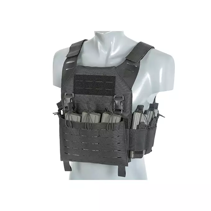 [Zestaw] Kamizelka Recon Plate Carrier Laser-Cut Buckle Up z ładownicą na magazynki AR/AK - Czarna [8Fields] + Duża ładownica Laser-Cut ogólnego przeznaczenia - Black [8FIELDS] + Panel Buckle Up Laser-Cut na 6 magazynków AR15/AK - Czarny [8Fields]