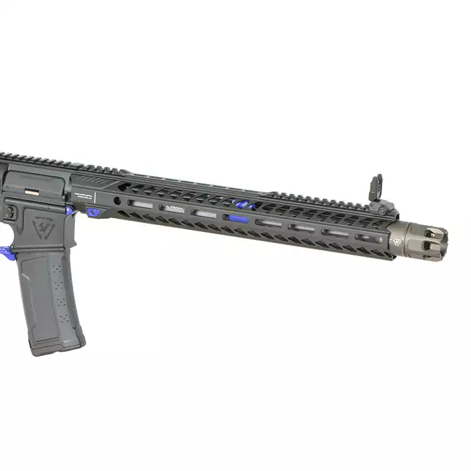 [Zestaw] Replika Karabinka Strike industries 15.5" Raiders Competition Carbine - Blue [EMG] + Ładowarka V3+ do akumulatorów LiPo/LiFe [IPower] + Akumulator Li-Po 1100mAh 11,1V 20C - Deans [IPower]