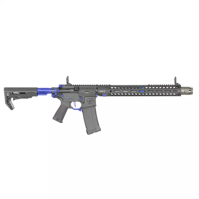 [Zestaw] Replika Karabinka Strike industries 15.5" Raiders Competition Carbine - Blue [EMG] + Ładowarka V3+ do akumulatorów LiPo/LiFe [IPower] + Akumulator Li-Po 1100mAh 11,1V 20C - Deans [IPower]