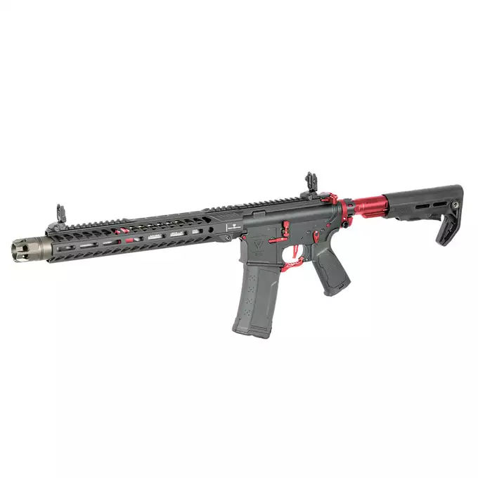 [Zestaw] Replika Karabinka Strike industries 13.5" Raiders Competition Carbine - Red [EMG] + Ładowarka V3+ do akumulatorów LiPo/LiFe [IPower] + Akumulator Li-Po 1100mAh 11,1V 20C - Deans [IPower]