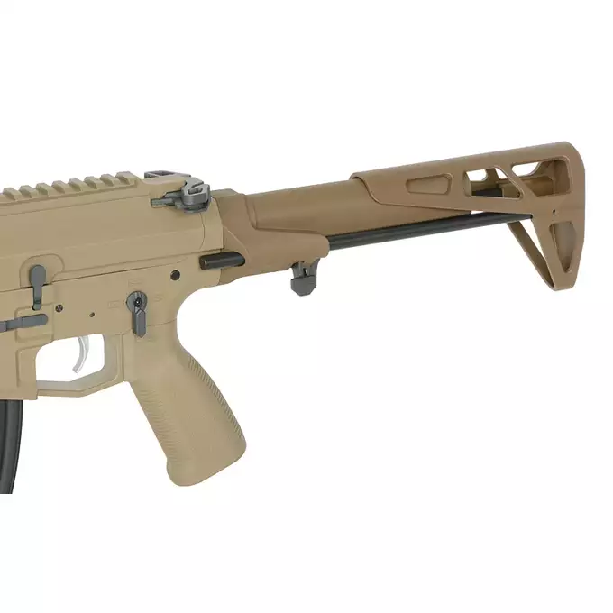 [Zestaw] M923G DEX556 5.56 - Tan [DE Airsoft] + Polimerowy magazynek STRIKE MAG 210 kulek do M4/AR15 - TAN [EMG]