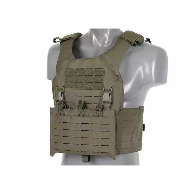 QRF Plate Carrier Laser-Cut Buckle Up with AR15/AK Magazine Pouch - Ranger Green [8FIELDS]