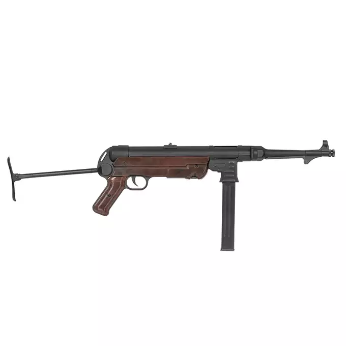 [Zestaw] Replika pistoletu maszynowego MP40 Full Metal AEG - Brown [AGM] + Akumulator Li-Po 1100mAh 7,4V 20C [IPower] + Ładowarka V3+ do akumulatorów LiPo/LiFe [IPower]
