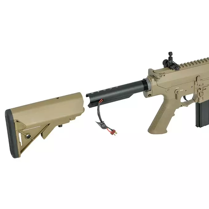 [Zestaw] Replika Airsoftowa EC-903 Edycja Advanced (ulepszony gearbox, programowalny ETU) - Dark Earth [E&amp;C] + Akumulator LI-PO 2200MAH 11,1V 20/40C - T-connector [8FIELDS] + Kompaktowa ładowarka LIPO B3Pro