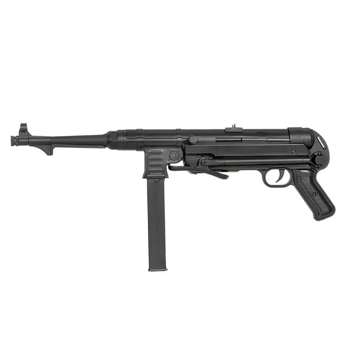 [Zestaw] Replika pistoletu maszynowego MP40 Full Metal AEG - Black [AGM] + Akumulator Li-Po 1100mAh 7,4V 20C [IPower] + Ładowarka V3+ do akumulatorów LiPo/LiFe [IPower]