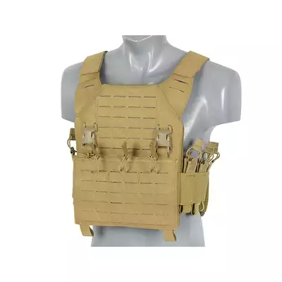 [Zestaw] Kamizelka Recon Plate Carrier Laser-Cut Buckle Up z ładownicą na magazynki AR15/AK - COYOTE [8Fields] + Duża ładownica Laser-Cut ogólnego przeznaczenia - Coyote [8FIELDS] + Panel Buckle Up Laser-Cut na 6 magazynków AR15/AK - Coyote [8Fields]