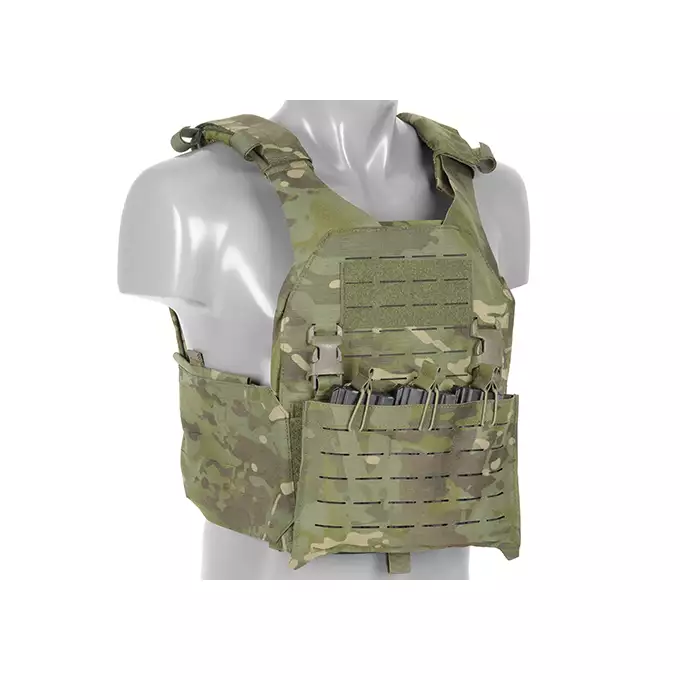 QRF Plate Carrier Laser-Cut Buckle Up with AR15/AK Magazine Pouch - Multicamo Tropic [8FIELDS]