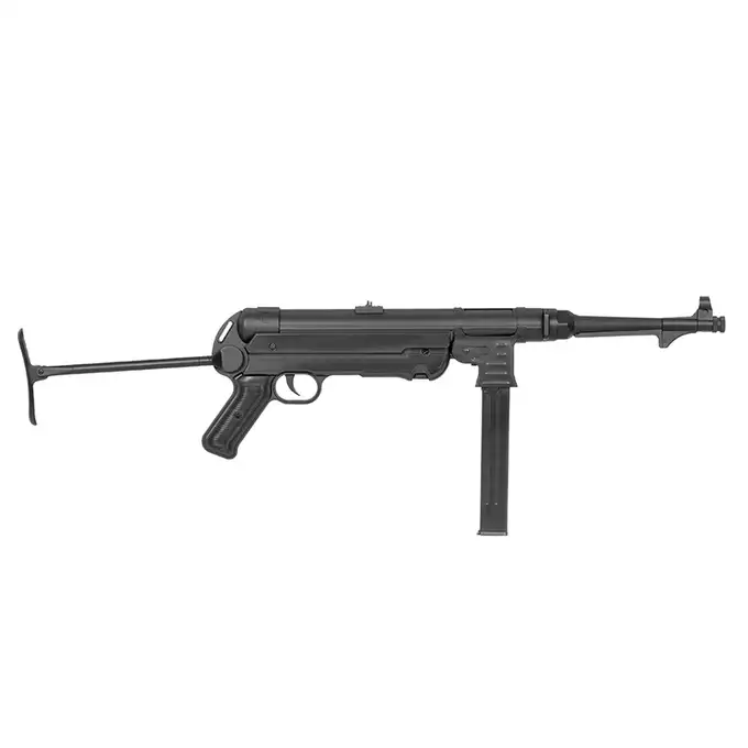 [Zestaw] Replika pistoletu maszynowego MP40 Full Metal AEG - Black [AGM] + Akumulator Li-Po 1100mAh 7,4V 20C [IPower] + Ładowarka V3+ do akumulatorów LiPo/LiFe [IPower]