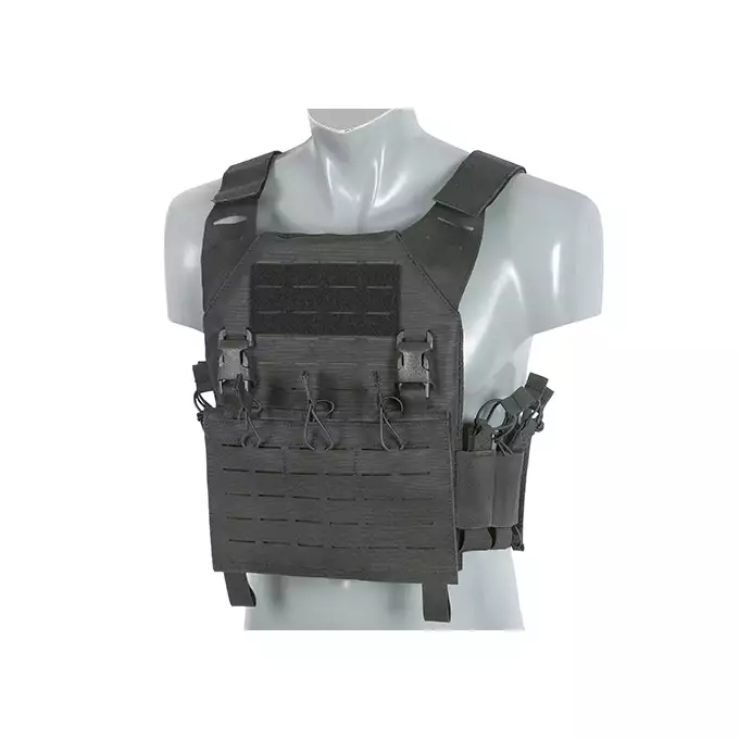 [Zestaw] Kamizelka Recon Plate Carrier Laser-Cut Buckle Up z ładownicą na magazynki AR/AK - Czarna [8Fields] + Duża ładownica Laser-Cut ogólnego przeznaczenia - Black [8FIELDS] + Panel Buckle Up Laser-Cut na 6 magazynków AR15/AK - Czarny [8Fields]