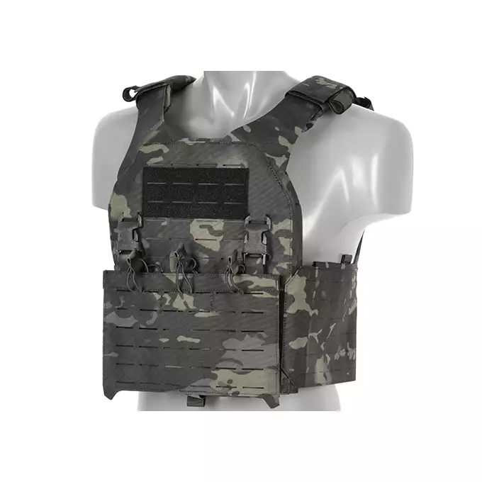 QRF Plate Carrier Laser-Cut Buckle Up with AR15/AK Magazine Pouch - Multicamo Black [8FIELDS]
