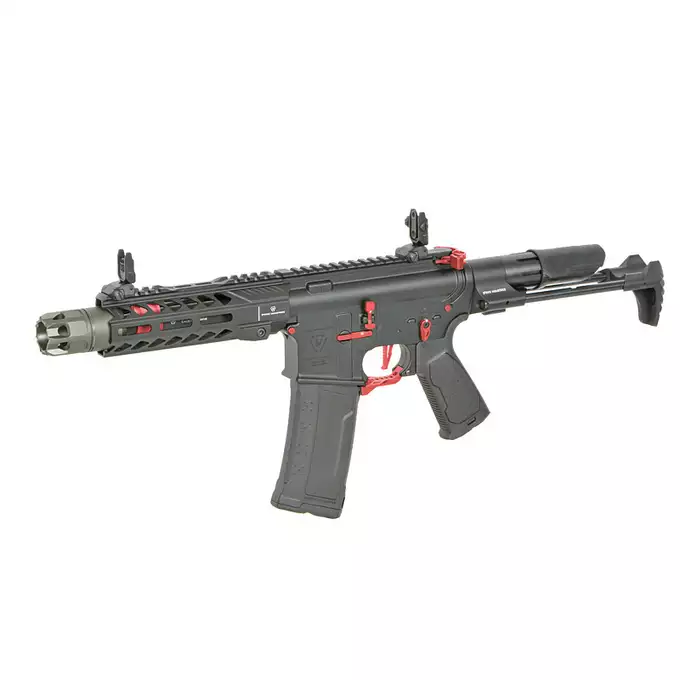 [Zestaw] Replika Karabinka Strike industries 7" Raider Competition CQB, Gen-2 - Red [EMG] + Ładowarka V3+ do akumulatorów LiPo/LiFe [IPower] + Akumulator Li-Po 1100mAh 11,1V 20C - Deans [IPower]