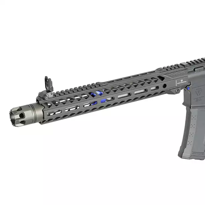 [Zestaw] Replika Karabinka Strike industries 13.5" Raiders Competition Carbine - Blue [EMG] + Ładowarka V3+ do akumulatorów LiPo/LiFe [IPower] + Akumulator Li-Po 1100mAh 11,1V 20C - Deans [IPower]