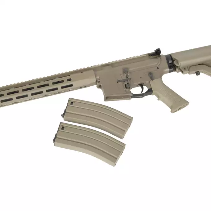 [Zestaw] Replika airsoftowa WE13 DSG 13" M4/AR-15, 50 RPS, ETU - Tan [WELL PRO] + Magazynek Stanag M4/AR Mid-cap 90 kulek [WELL PRO]