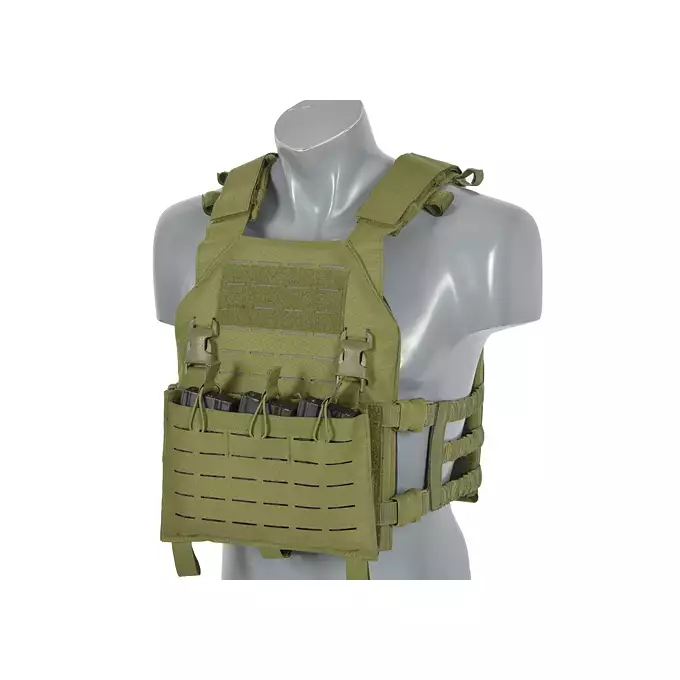 [Zestaw] Kamizelka Assault Plate Carrier Laser-Cut, Buckle-Up z ładownicą na magazynki AR15/AK - Olive [8Fields] + Duża ładownica Laser-Cut ogólnego przeznaczenia - Olive [8FIELDS] + Panel Buckle Up Laser-Cut na 6 magazynków AR15/AK - Olive [8Fields]