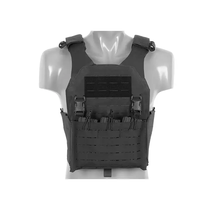QRF Plate Carrier Laser-Cut Buckle Up with AR15/AK Magazine Pouch - Black [8FIELDS]