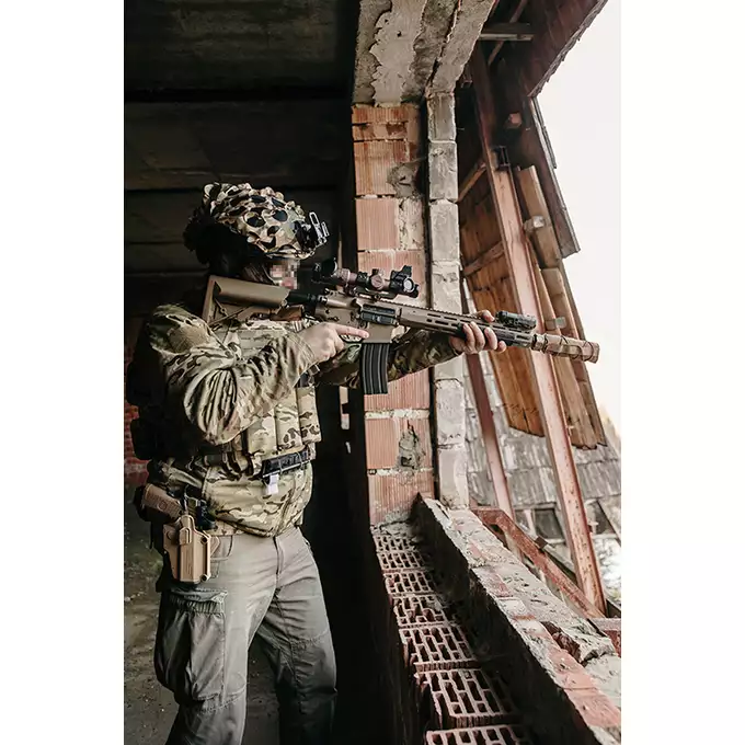 [Zestaw] Replika airsoftowa WE13 DSG 13" M4/AR-15, 50 RPS, ETU - Tan [WELL PRO] + Magazynek Stanag M4/AR Mid-cap 90 kulek [WELL PRO]