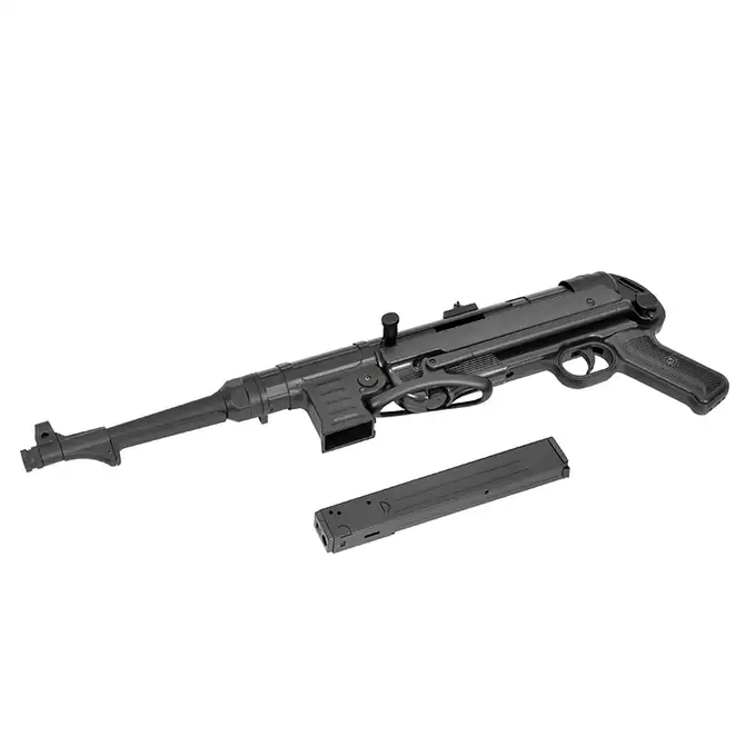 [Zestaw] Replika pistoletu maszynowego MP40 Full Metal AEG - Black [AGM] + Akumulator Li-Po 1100mAh 7,4V 20C [IPower] + Ładowarka V3+ do akumulatorów LiPo/LiFe [IPower]
