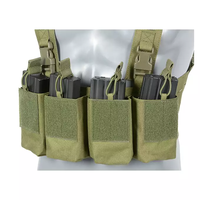 [Zestaw] Kamizelka Chest-rig Laser-Cut z ładownicami AR/AK - Olive [8Fields] + Ładownica na radio Laser Cut - Olive [8FIELDS] + Pojedyncza ładownica pistoletowa Laser-Cut z klapą - Olive [8Fields]